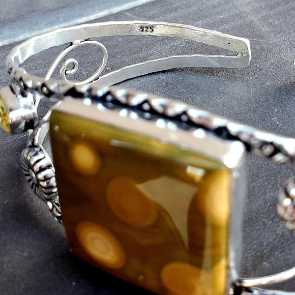 New Ocean Jasper & Citrine 925 Silver Bracelet. - Picture 5 of 16